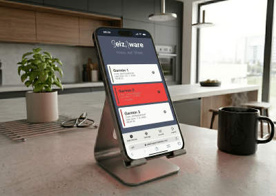 SeizaWare mobile app - Devices view, one device potential seizure elevated alarm