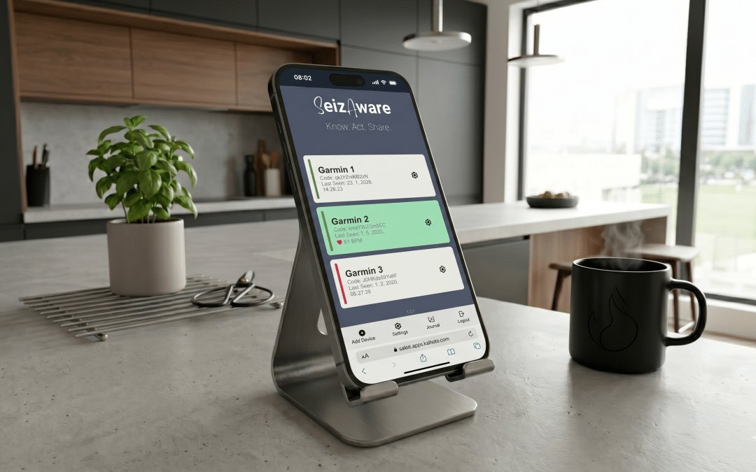 SeizaWare mobile app - Devices view, one device active, no alarm
