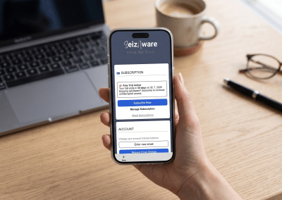 Mockup of person holding a mobile phone - Subscription segment in settings